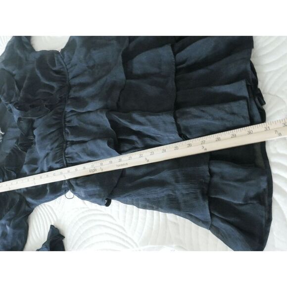 NWT By the River Women's Black Asymmetrical Tiered Surplice A-Line Dress S - Picture 9 of 10